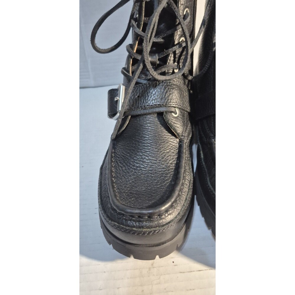 POLO RALPH LAUREN Men's Ranger Tumbled Leather Boot Black US 10.5 - Picture 4 of 14